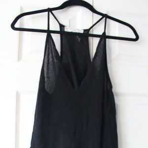 Deep V Racerback Black Tank Top
